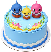 DecoSet Baby Shark Cake Topper, 3-Piece Set with Mom, Dad and Little One, Adorable Decorations with Collectible Figurines