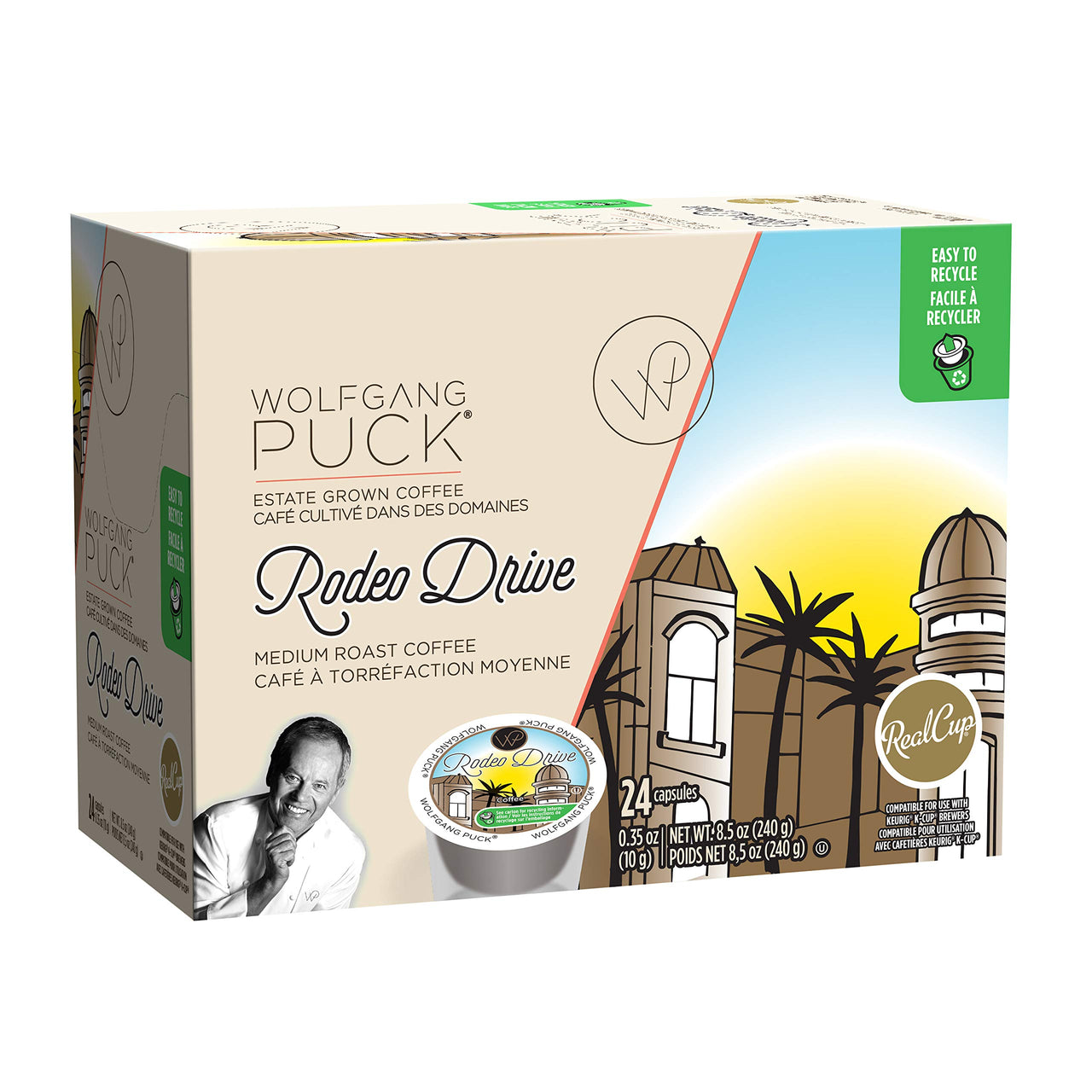 Wolfgang Puck Coffee Single Serve Capsules, Medium Roast, Compatible with Keurig K-Cup Brewers, Rodeo Drive, 24 Count (Pack of 1)