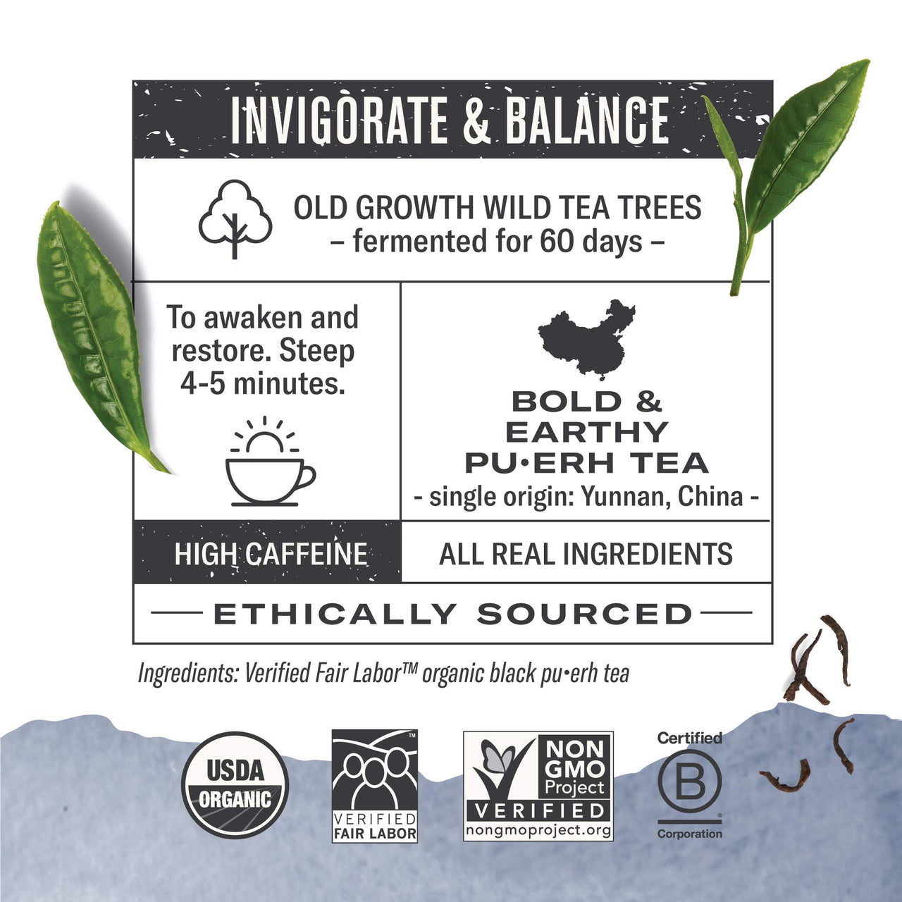 Numi Organic Tea Emperor's  Pu-erh, Black Tea, 16 Count of Tea Bags, Pack of 1 (Packaging May Vary)