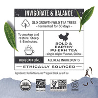 Numi Organic Tea Emperor's  Pu-erh, Black Tea, 16 Count of Tea Bags, Pack of 1 (Packaging May Vary)