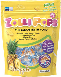 Zollipops Clean Teeth Lollipops | Anti-Cavity, Sugar Free Candy with Xylitol for a Healthy Smile - Great for Kids, Diabetics and Keto Diet (Pineapple, 3.1oz), Assorted, (3339)
