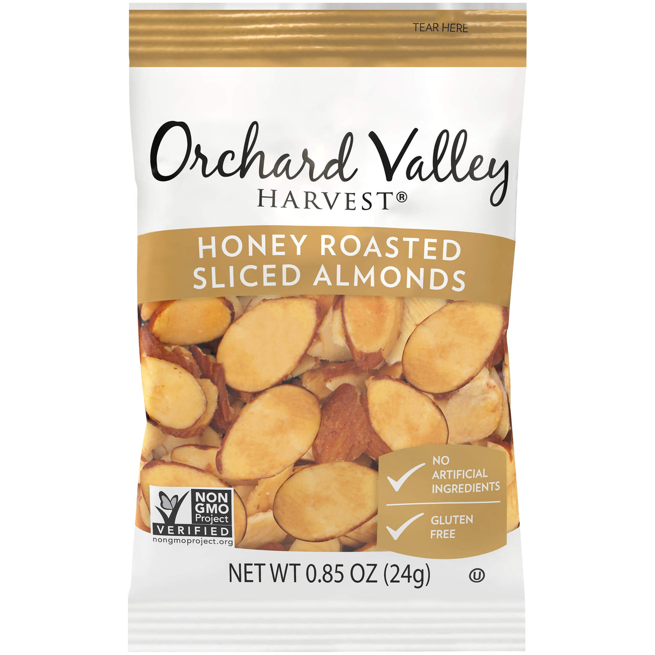 Orchard Valley Harvest Honey Roasted Sliced Almonds Salad Toppers, Gluten Free, Non-GMO, No Artificial Ingredients, 0.85 Ounce Bags (Pack of 8),
