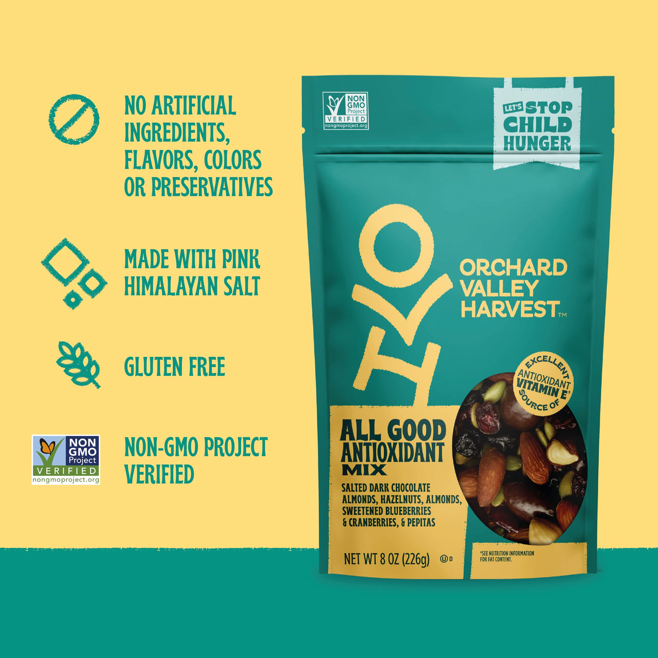 Orchard Valley Harvest All Good Antioxidant Mix, 1 Pack (8oz), Made With Real Pink Himalayan Sea Salt, Gluten Free, Non-GMO, Stand Up Bag