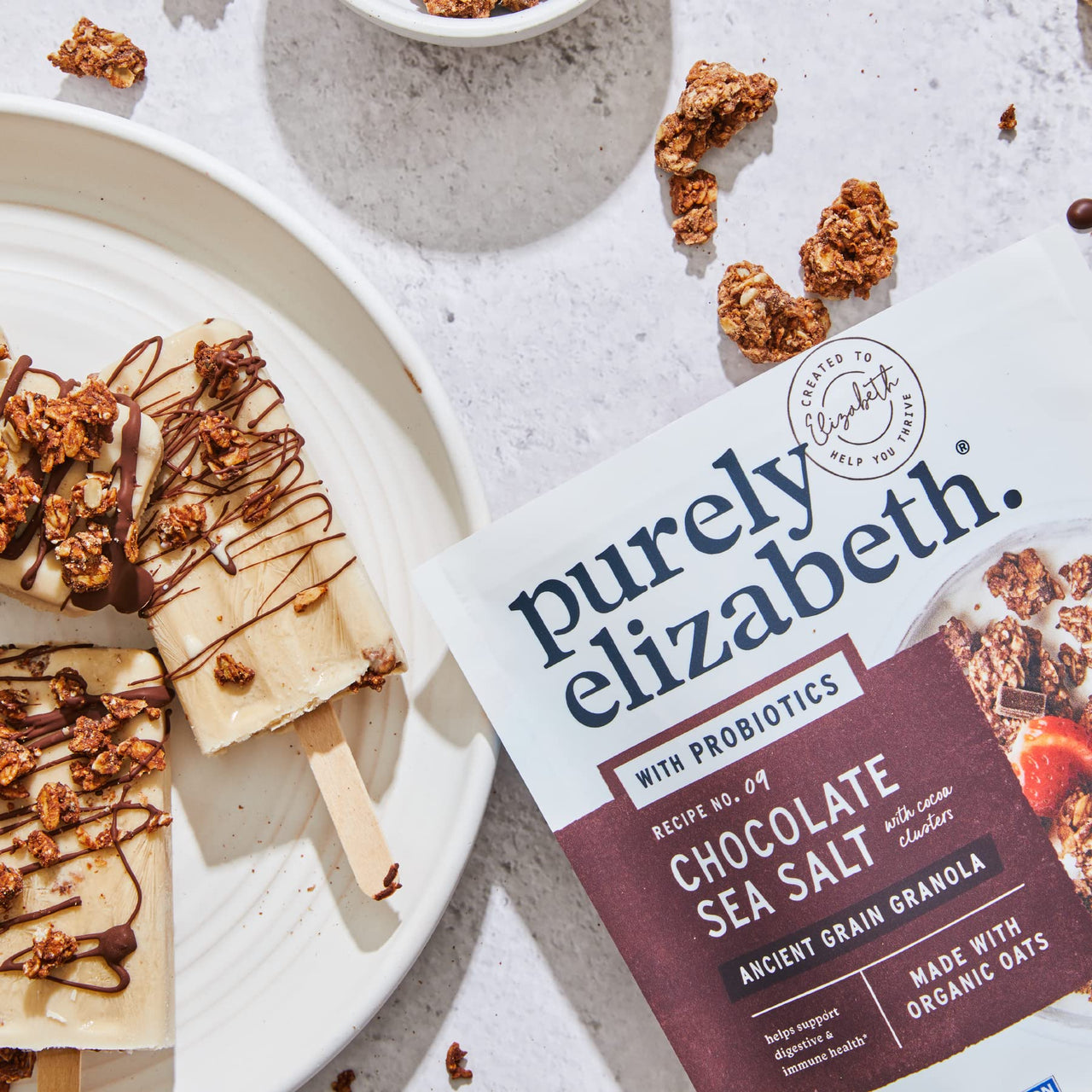 Purely Elizabeth, Chocolate Sea Salt, Ancient Grain Granola with Probiotics, Gluten-Free, Non-GMO (8oz Bag)