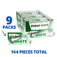 Trident White Spearmint Sugar Free Gum, 9 Pack of 16 Pieces (144 Total Pieces)