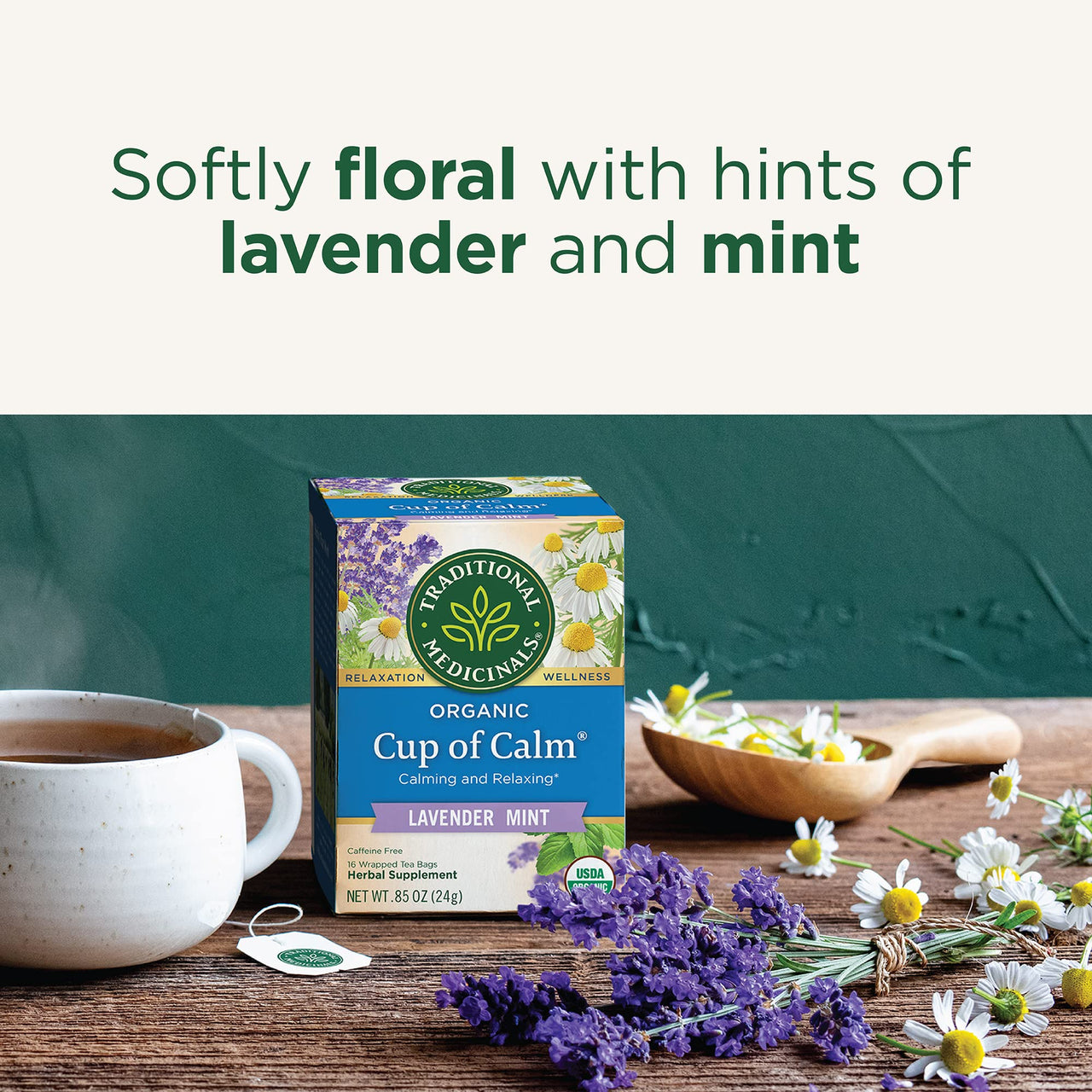Traditional Medicinals Organic Cup of Calm Tea, 16 Count (Pack of 6)