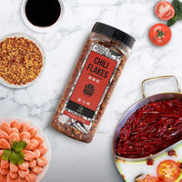 Soeos Chili Flakes 7oz (198g), Non-GMO, All Natural, Premium Sichuan Chili Flakes, Medium Hot, Crushed Red Pepper Flakes, Sichuan Red Chili Pepper, Dried Chili Flakes Bulk, Szechuan Chili Flakes.