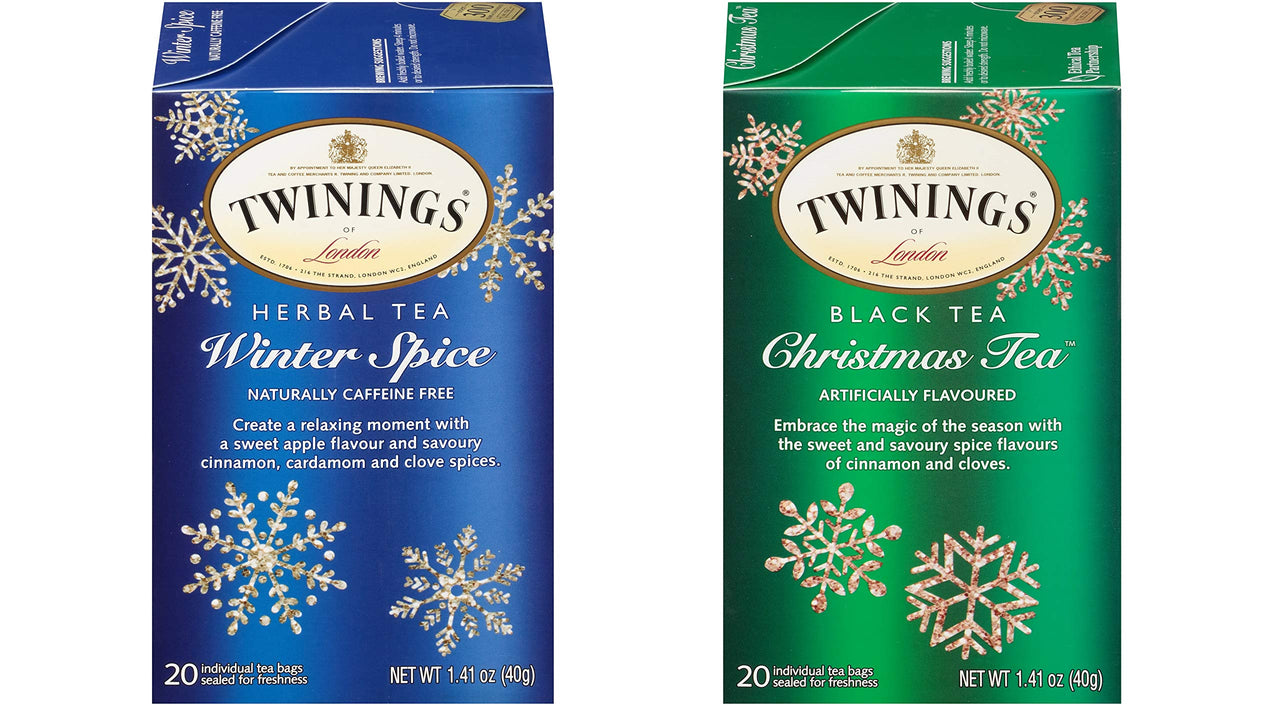 Twinings of London Holiday Variety Tea Bag Pack, Christmas Tea and Winter Spice, 20 Count (Pack of 4)