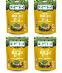 Rhythm Superfoods Crunchy Broccoli Bites - Organic & Non-GMO, Vegan, Gluten-Free, Vegetable Superfoods - Everything Bagel, 1.4 Oz (Pack of 4)
