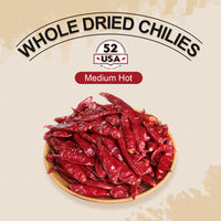 52USA Szechuan Red Dried Chilis, Whole Chili, Chinese Chili 4 Oz (Medium Hot)