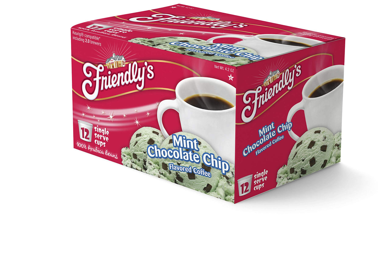 Friendly's  Flavored Ice Cream Coffee Pods, Compatible with Keurig K Cup Brewers (Mint Chocolate Chip, 12 Count)
