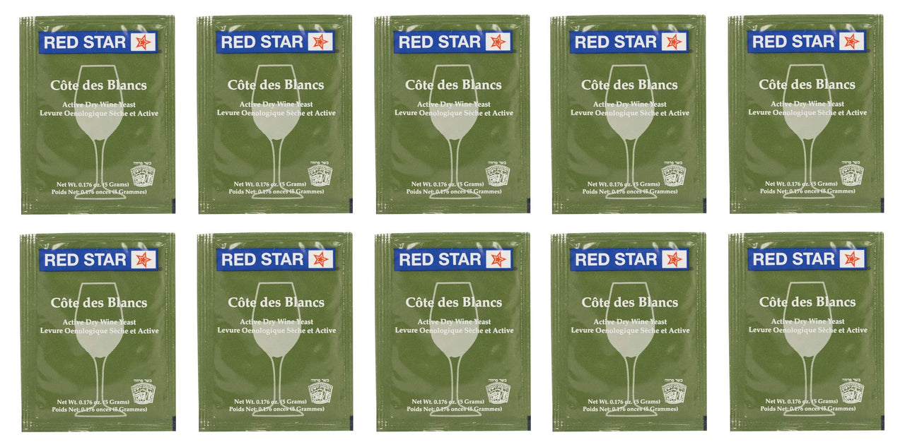 North Mountain Supply - RS-CB-10 Red Star Cote des Blancs Wine Yeast - Pack of 10 - With Freshness Guarantee