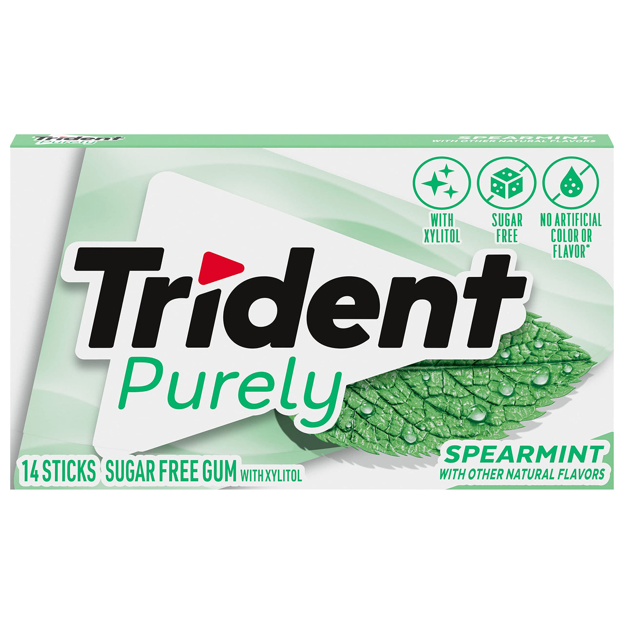 Trident Purely Spearmint Sugar Free Gum, 12 Packs of 14 Pieces (168 Total Pieces)
