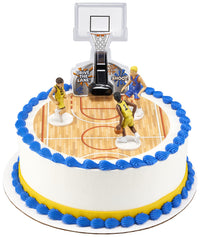 DecoSet Basketball All Net Cake Topper, 5-Piece Cake Decoration Set, Birthday Decorations with 3 Figurines and Backboard, For All Size and Shape Celebration, Birthday or End of Season Cake
