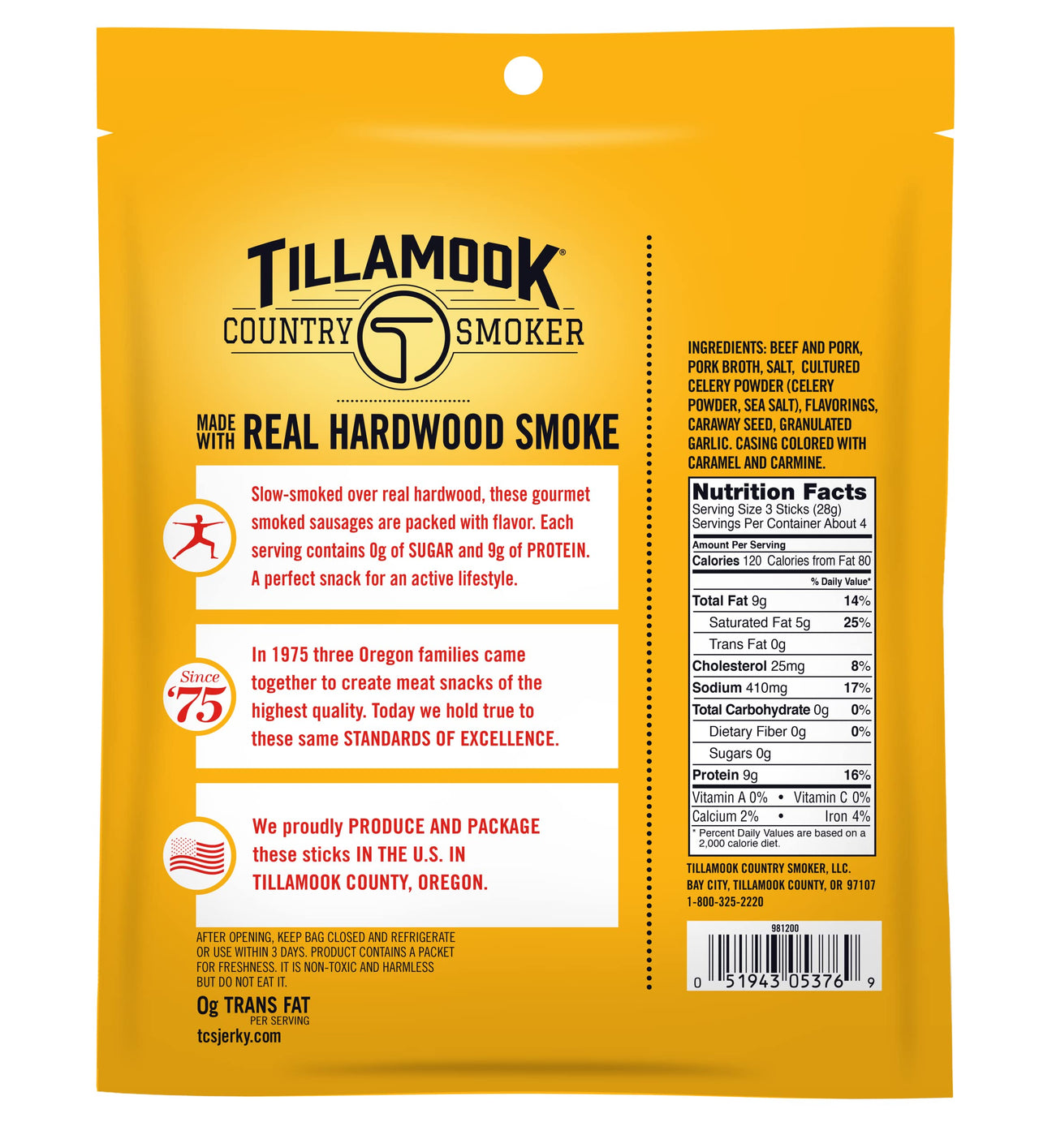 Tillamook Country Smoker Keto Friendly Zero Sugar Smoked Sausages, Original, 4 Ounce (Pack of 2)