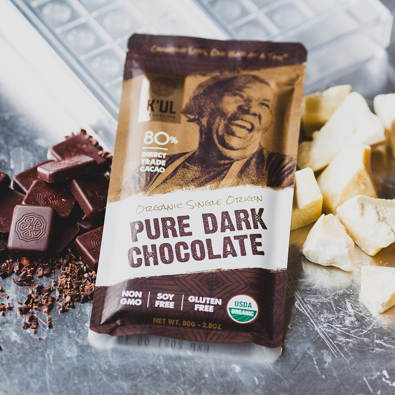 K'UL Chocolate Bars | 3 Pack Pure Dark Chocolate + Himalayan Sea Salt + Toasted Coconut Dark Chocolate | Organic, Vegan Chocolate, Gluten Free, Soy Free, Non-GMO, Bean-to-Bar, Fair Trade Dark Chocolate