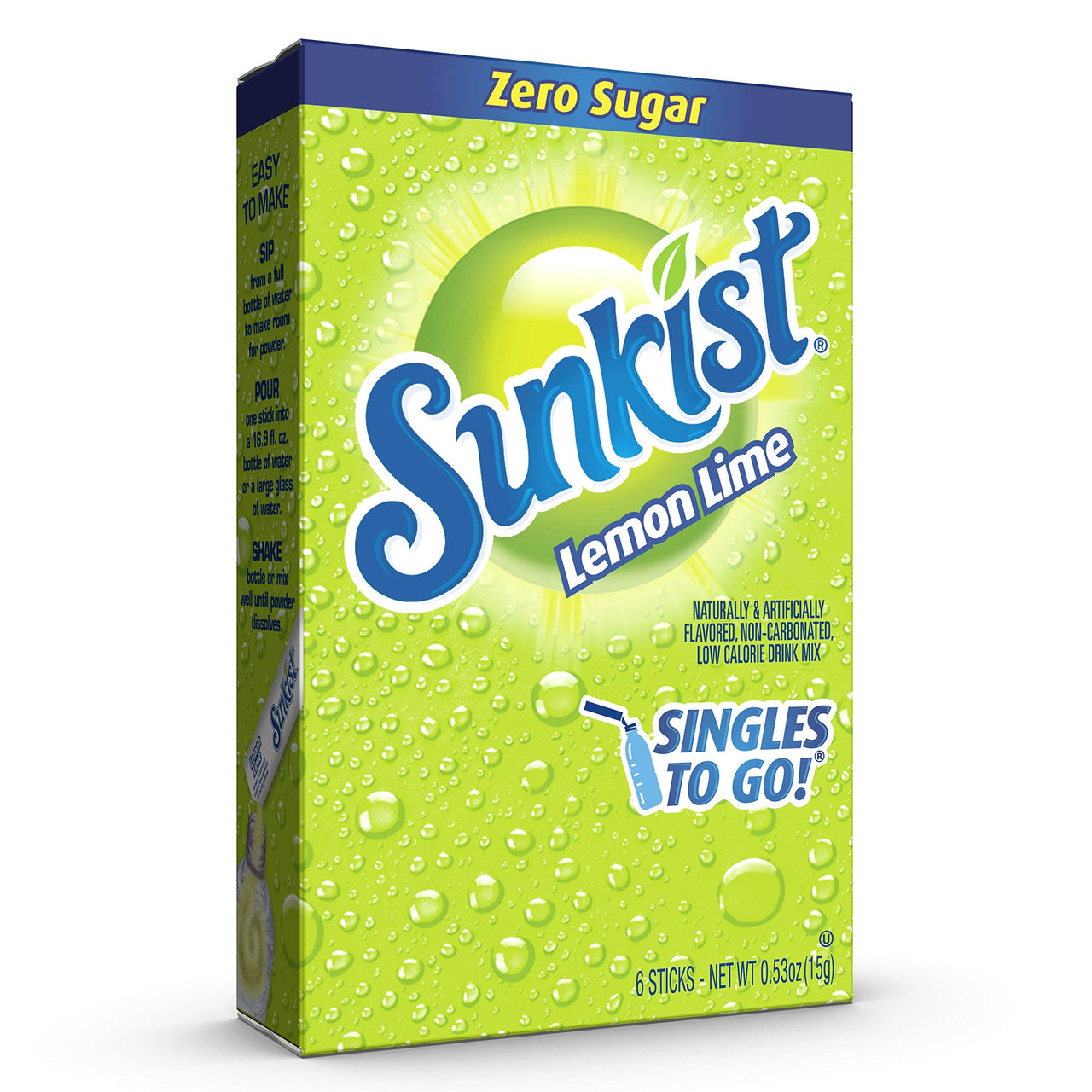 Sunkist Soda Lemon Lime Singles To Go Drink Mix, 0.53 OZ, 6 CT (Pack of 12)