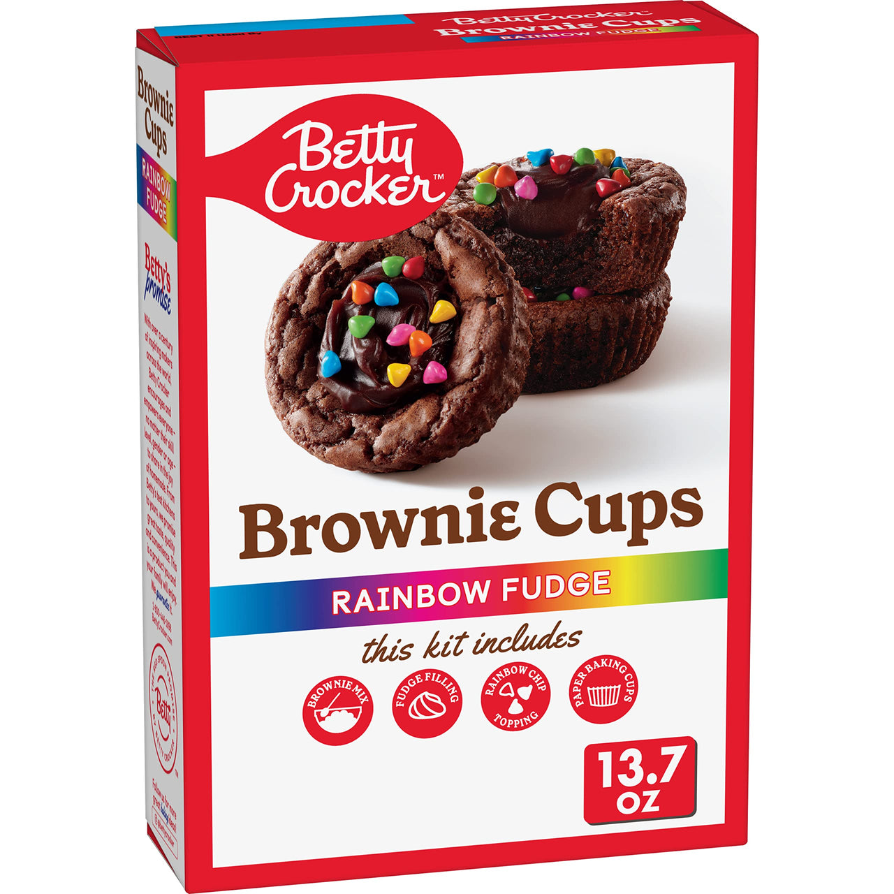 Betty Crocker Rainbow Fudge Brownie Cups Baking Mix, 13.7 oz Box