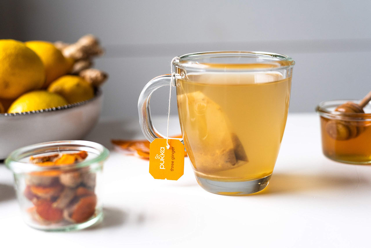 Pukka Three Ginger, Organic Herbal Tea With Turmeric & Galangal, Perfect for After Meals, 60 Tea Bags (3 Pack)