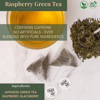 Raspberry Green Tea, Pyramid Sachet Tea Bags, Blackberry & Raspberry Fruit, Caffeine, Hot & Iced Tea with Antioxidants - 16 Cups | The Spice Hut, First Sip of Tea