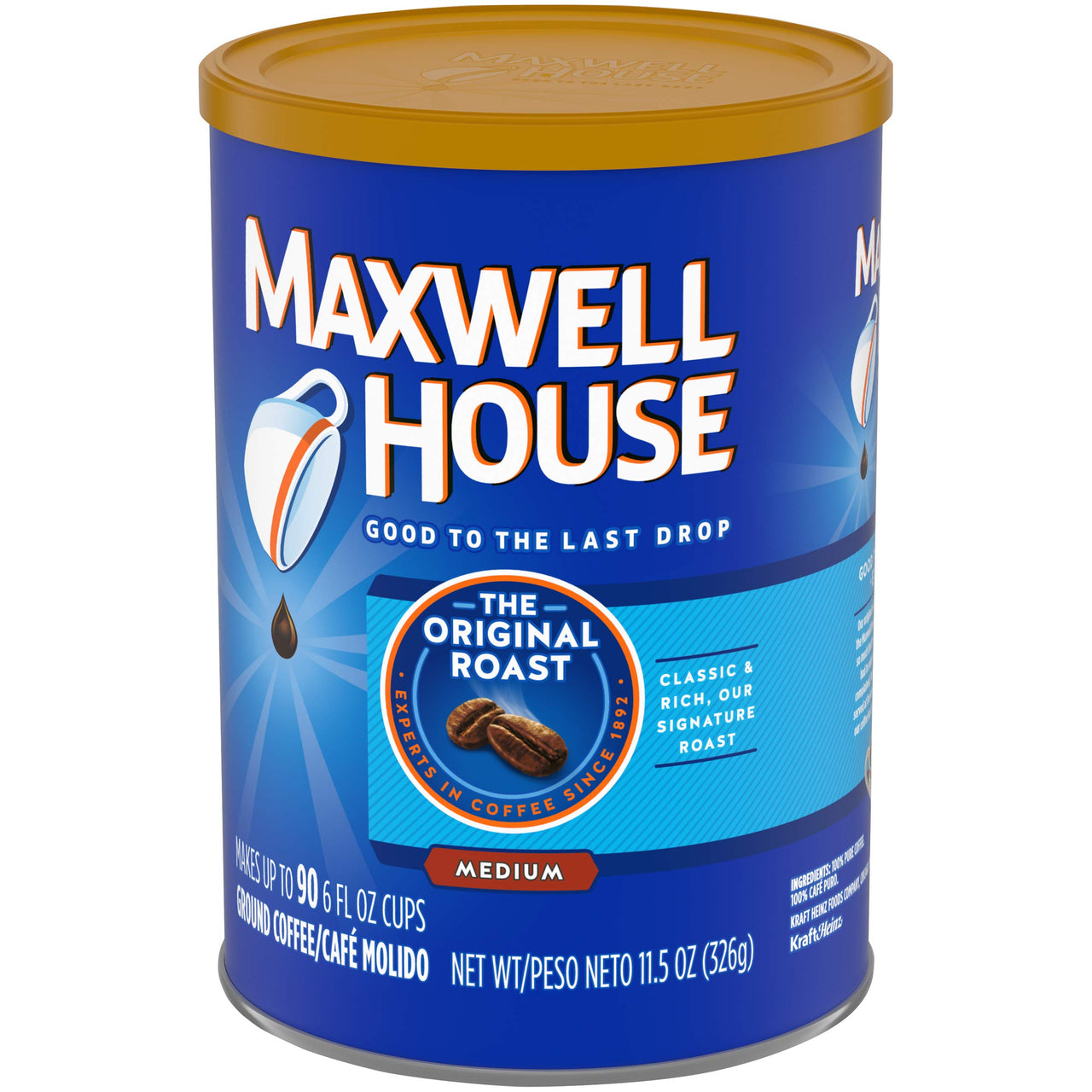 Maxwell House The Original Roast Medium Roast Ground Coffee, 11.5 oz Canister