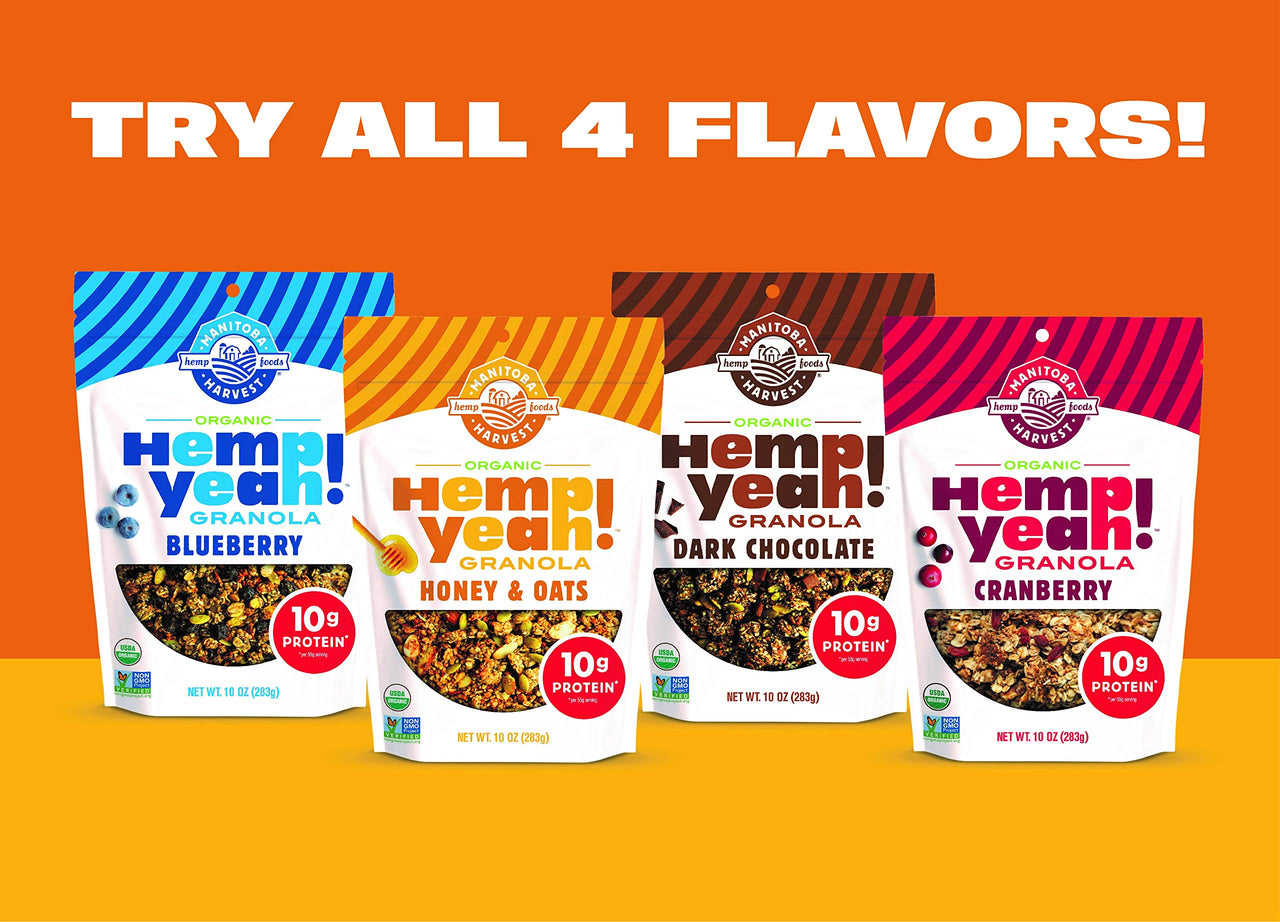 Manitoba Harvest Hemp Yeah! Granola, with 10 g of Protein, 3.5 g Omegas, 3 g of Fiber and less than 10 g Sugar Per Serving, Organic, Non-GMO, Honey & Oats, 10 Oz, Packaging May Vary
