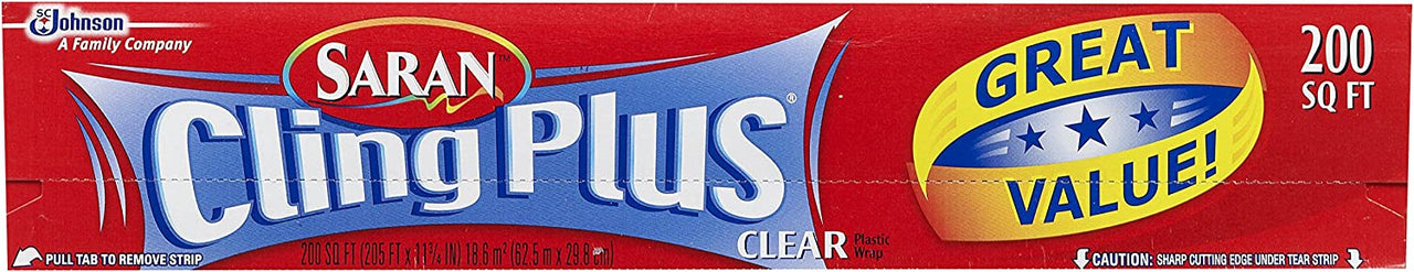 Saran Cling Plus Plastic Wrap, 200 Sq Ft, 1 Count (Pack of 1)