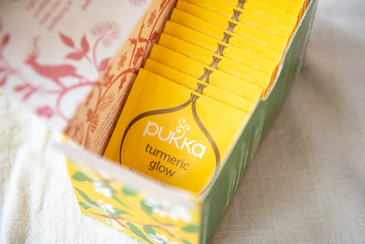 Pukka Organic Tea Bags, Turmeric Glow Herbal Whole Leaf Green Tea with Lemon, Perfect for Inner Radiance, 20 Count (Pack of 3) 60 Tea Bags