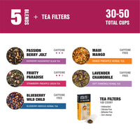 Tiesta Tea - Loose Leaf Starter Kit, Tea Set with Black, Green, Herbal Tea Sample Bags, Disposable & Eco-Friendly Tea Filters (100 Count), Brews Hot & Iced Tea