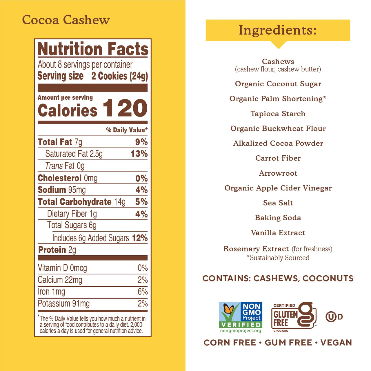 Simple Mills Cocoa Cashew Crme Sandwich Cookies - Gluten Free, Vegan, Healthy Snacks, 6.7 Ounce (Pack of 1)