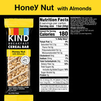KIND Breakfast Cereal Bars, Gluten Free Snacks, Honey Nut with Almonds, 9.3oz Box (6 Bars)