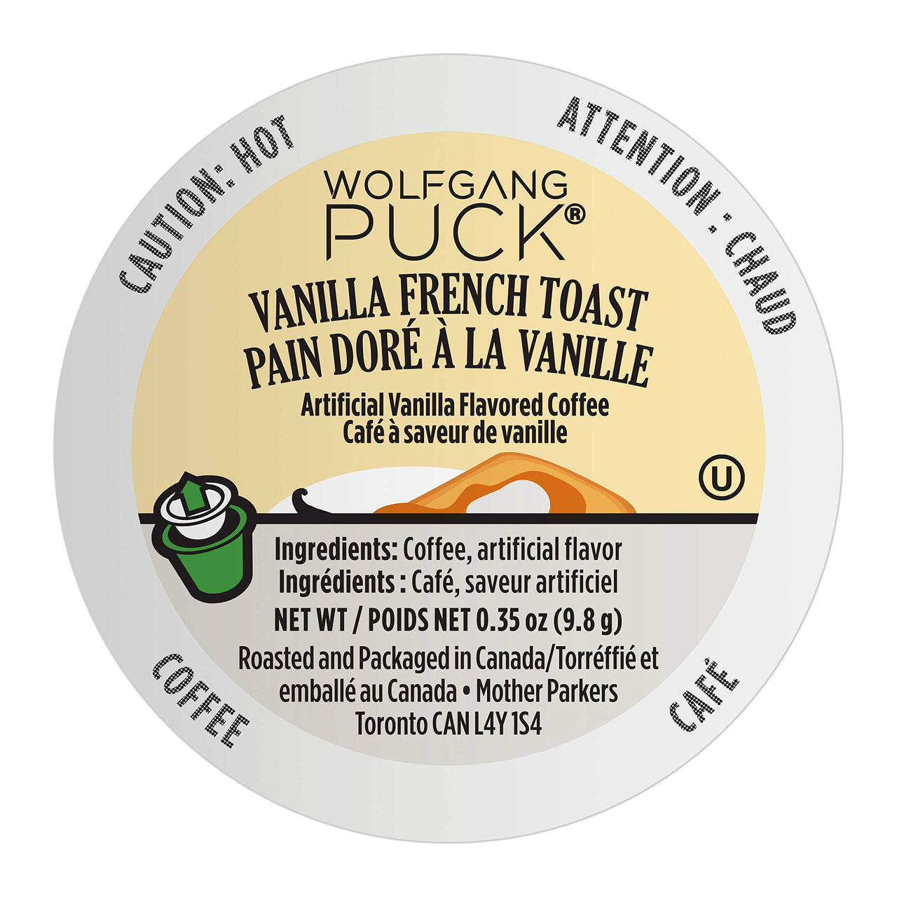 Wolfgang Puck Coffee Single Serve Capsules, Medium Roast, Compatible with Keurig K-Cup Brewers, Vanilla French Toast 24 Count