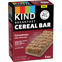 KIND Breakfast Cereal Bars, Gluten Free Snacks, Cinnamon with Almonds, 9.3oz Box (6 Bars)