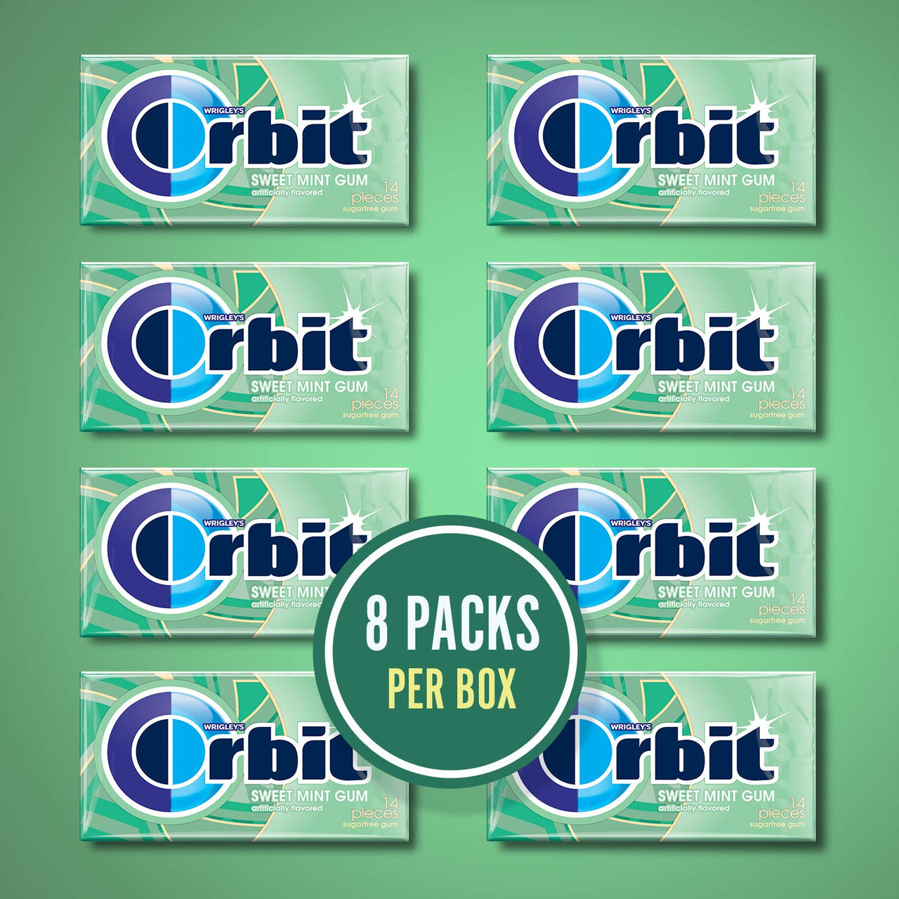 Orbit Sweet Mint Sugar Free Gum, 8 Count