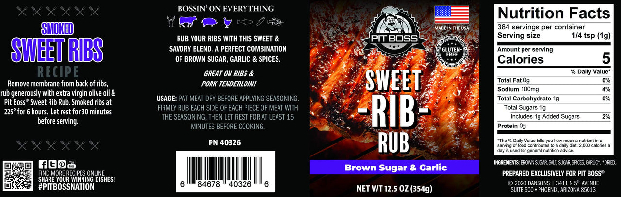 PIT BOSS 40326 Sweet Rib Rub Grill Spices, Multicolored