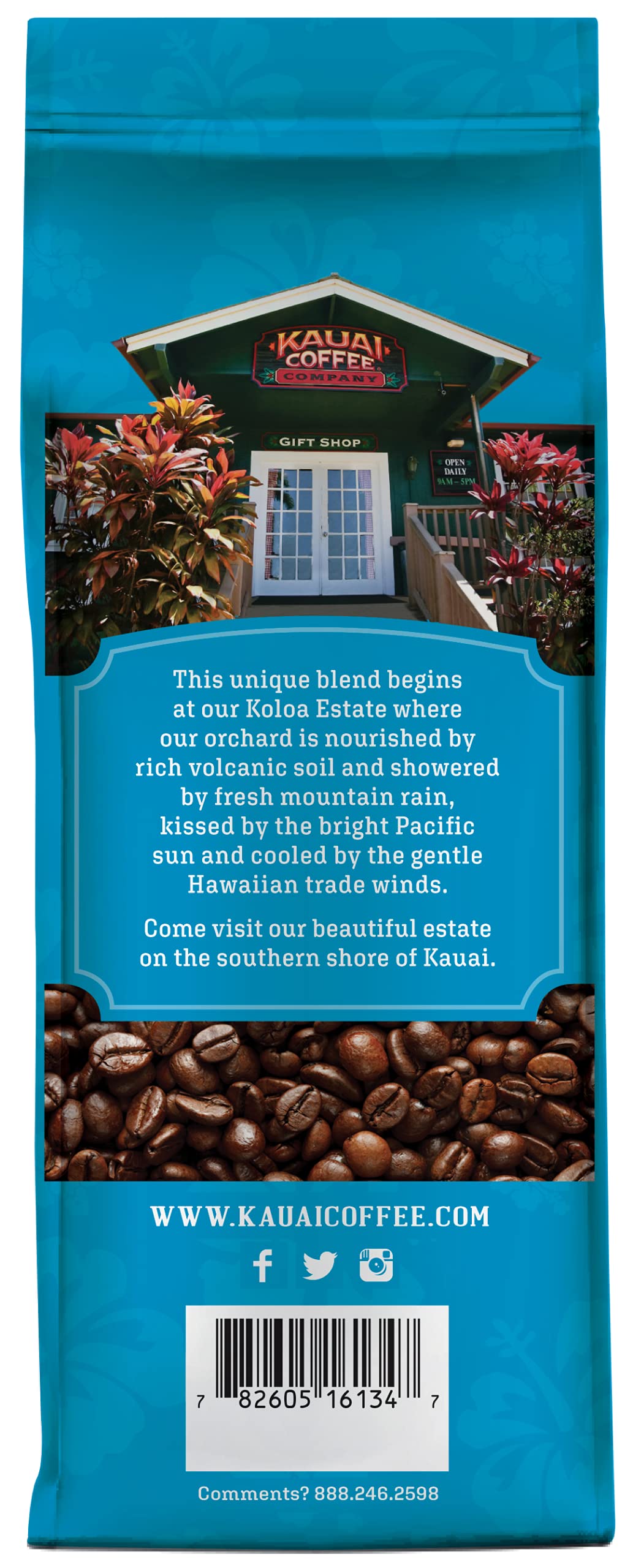 Kauai Whole Bean Coffee, Koloa Estate Dark Roast - Arabica Coffee from Hawaiis Largest Grower-Bold, Rich Flavor with Nutty Notes and Sweet Chocolate Overtones - 10 Ounce
