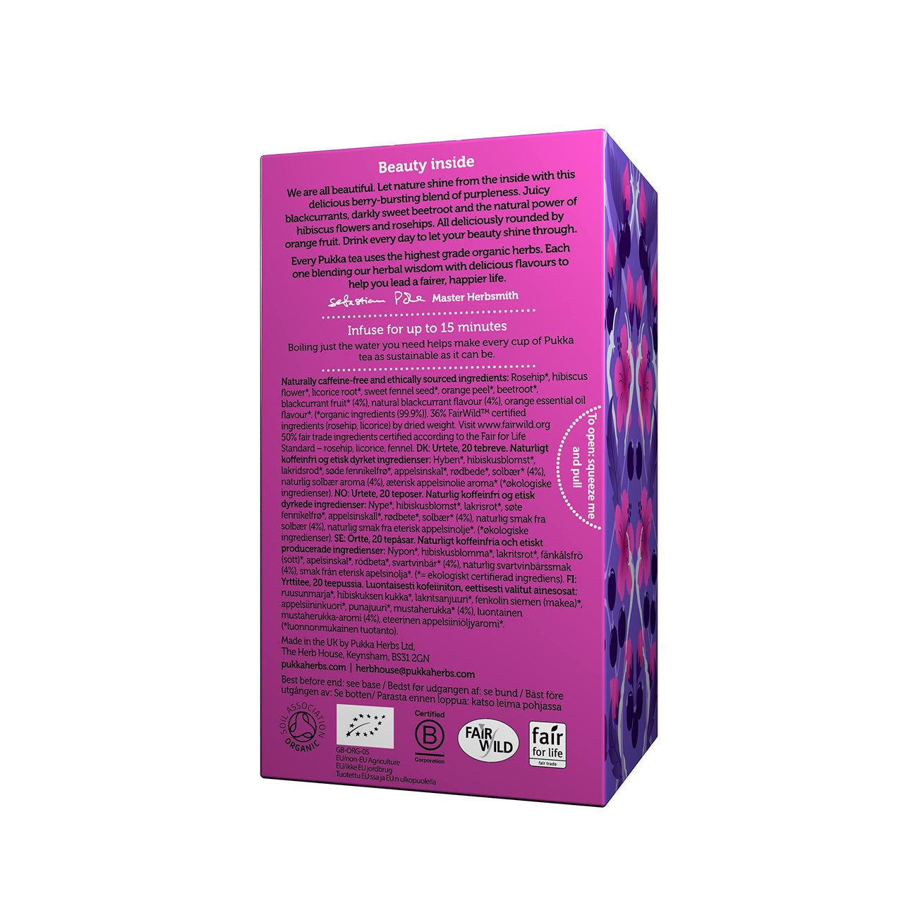 Pukka Organic Tea Bags, Blackcurrant Beauty Herbal Tea with Rosehip, Perfect for Inner Glow, 20 Count (Pack of 3) 60 Tea Bags