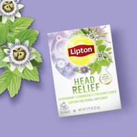 Lipton Head Relief Herbal Tea, Peppermint Lemongrass Passion Flower, Caffeine-Free, Tea Bags 15 Count, 4-box count