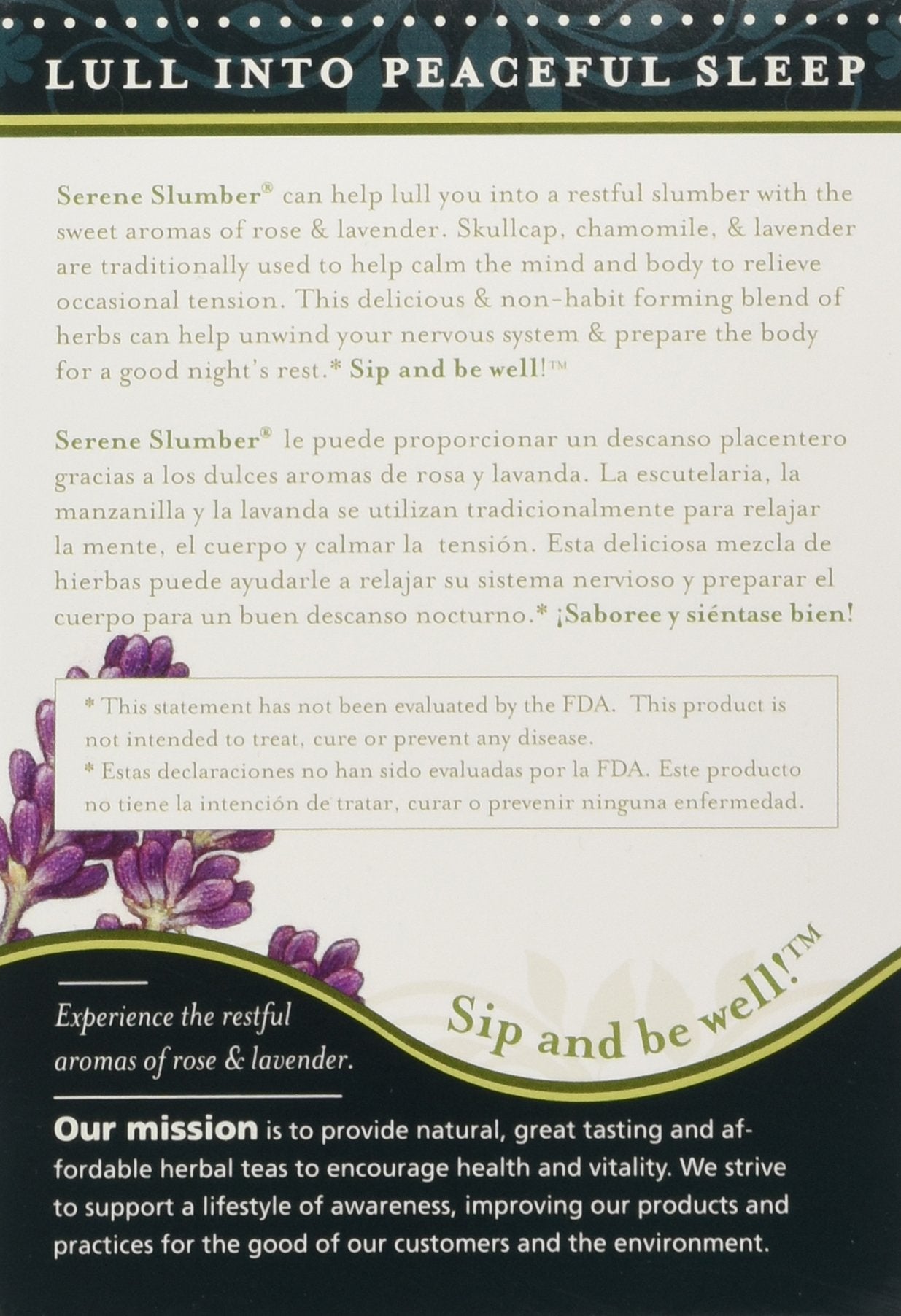 Lifestyle Awareness Serene Slumber Tea with Soothing Lavender, Caffeine-Free , 20 Tea Bags