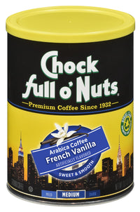 Chock Full oNuts French Vanilla Ground Coffee (10.2 Oz. Can)  Arabica Coffee Beans  Aromatic and Smooth with a Sweet Vanilla Flavor