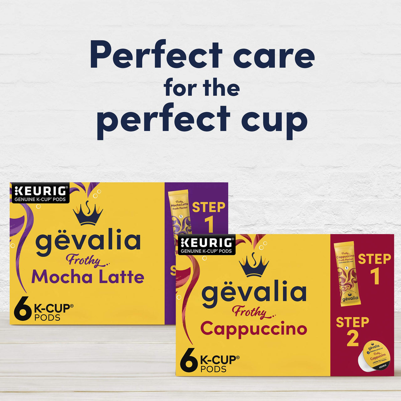 Gevalia Frothy 2-Step Cappuccino Espresso K?Cup Coffee Pods & Froth Packets Kit (6 ct Box) (Pack of 2)