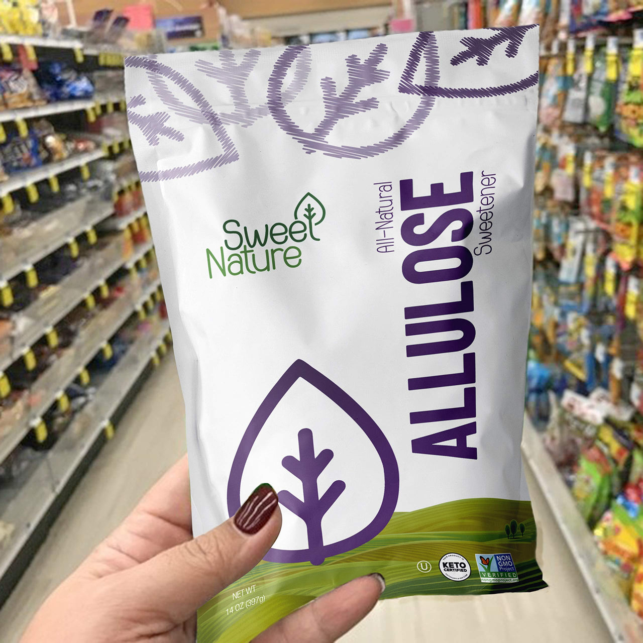 Sweet Nature Allulose Sweetener - Gluten and Sugar Free - Zero Net Carb - Non GMO - Kosher - Keto Friendly (14 oz)