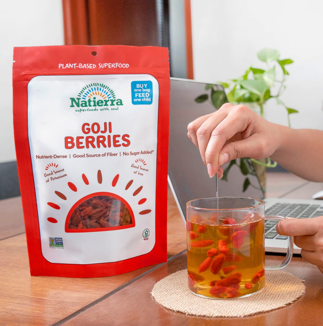 NATIERRA Goji Berries | Non-GMO & Vegan, Plant Based Superfood | 4 Ounce (Pack of 1)