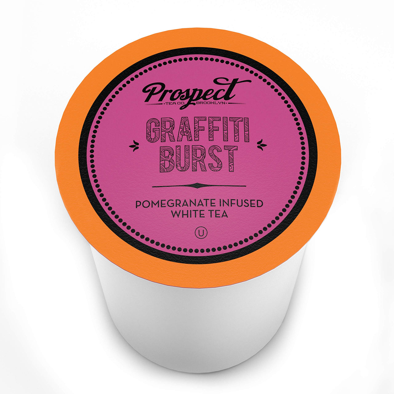 Prospect Tea Pomegranate White Tea Pods Compatible with K Cup Brewers Including 2.0, Graffiti Burst, 40 count