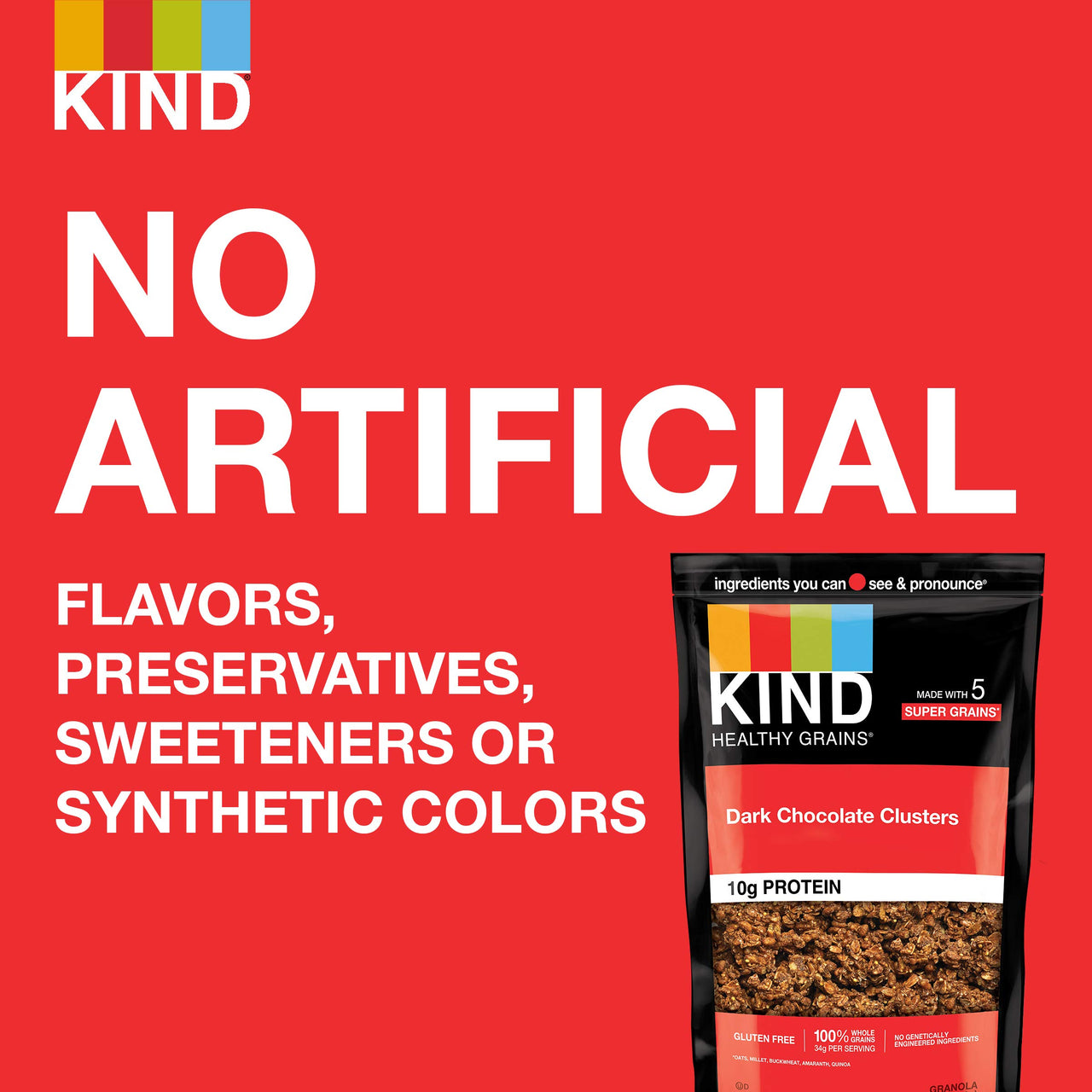 KIND Healthy Grains Clusters, Dark Chocolate Granola, Healthy Snacks, Gluten Free, 10g Protein, 1 Count