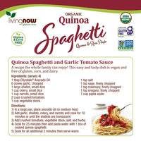 NOW Foods, Organic Quinoa Spaghetti, Gluten-Free, Corn-Free, Non-GMO, Quinoa and Rice Pasta, 8-Ounce