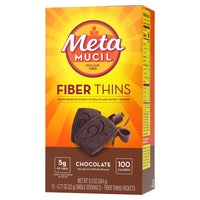 Metamucil Fiber Chewable Thins, Psyllium Husk Fiber Supplement, Chocolate, 12 Ct
