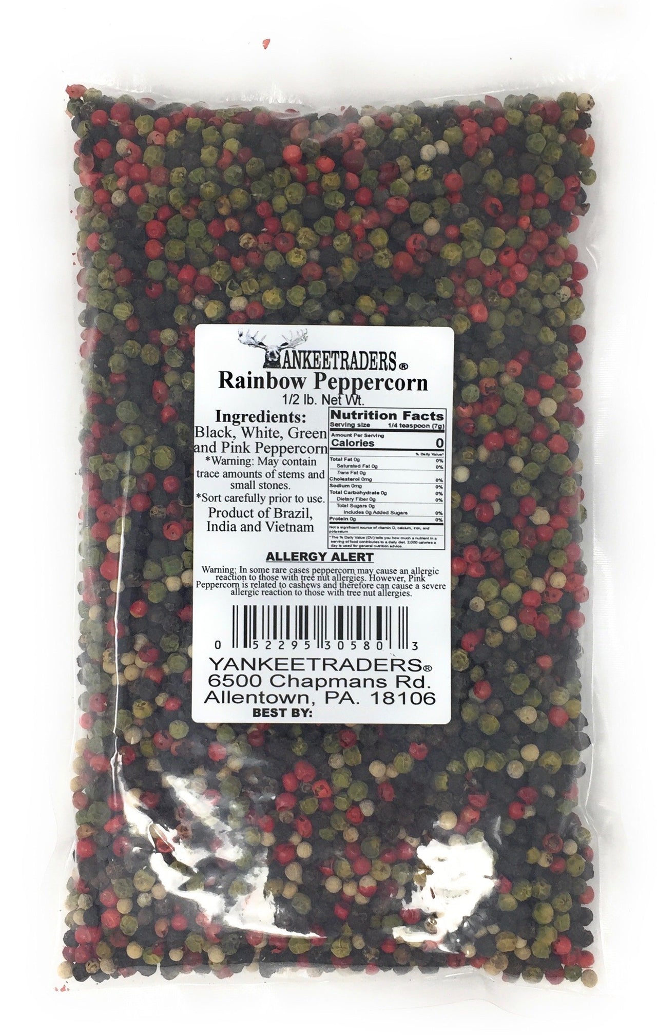 Yankee Traders Brand Peppercorns, Rainbow Assorted Whole, 8 Ounce