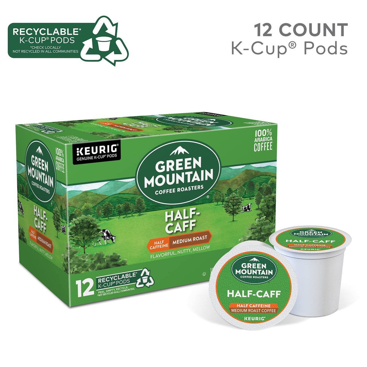 Green Mountain Coffee Half-Caff Keurig K-Cups Coffee, 12 ct