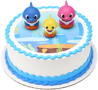 DecoSet Baby Shark Cake Topper, 3-Piece Set with Mom, Dad and Little One, Adorable Decorations with Collectible Figurines